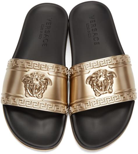 versace mens leather sandals|versace slides men sale.